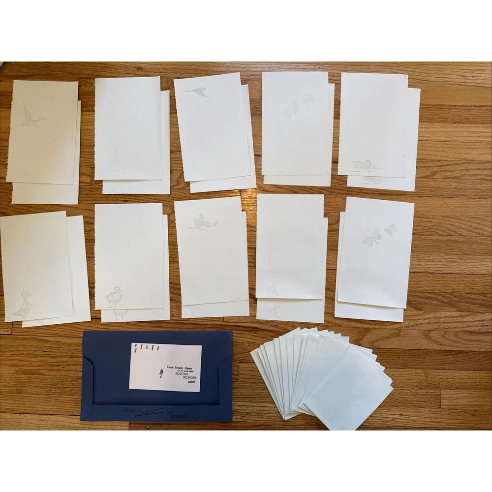 Sarah Gwen Frostic 20 Blank 2sided Cards Block Prints envelopes original package